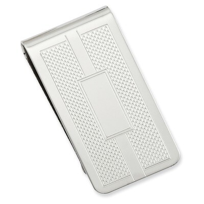Honey Comb &amp; Square Engravable Money Clip Rhodium-plated KW689, MPN: KW689, 196904088364