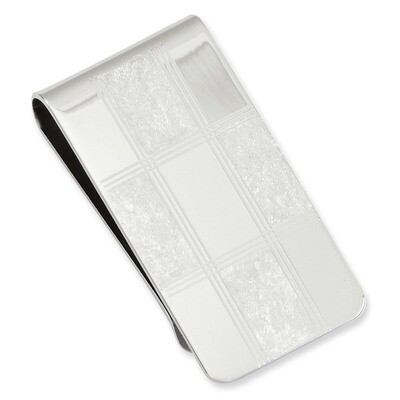 Four Square Engravable Money Clip Rhodium-plated KW685, MPN: KW685,