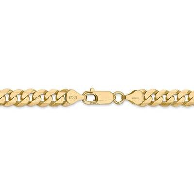 28 Inch 7.25mm Beveled Curb Chain 14k Yellow Gold FBU180-28, MPN: FBU180-28, 886774559391