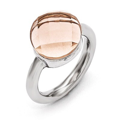 Polished Peach Glass Ring - Stainless Steel SR435 by Chisel, MPN: SR435, 191101852374