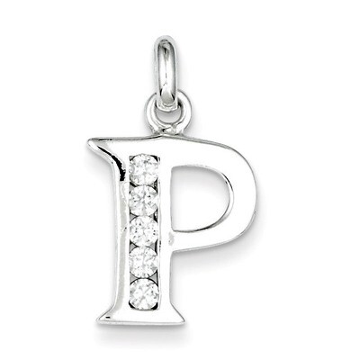 White Diamond Initial P Pendant Sterling Silver QC6716P, MPN: QC6716P, 883957488554
