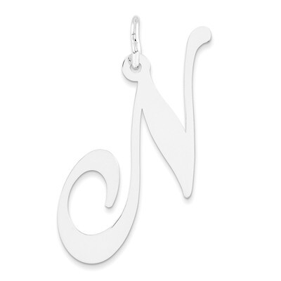 Large Fancy Script Initial N Charm 14k white Gold YC655N, MPN: YC655N, 191101634727