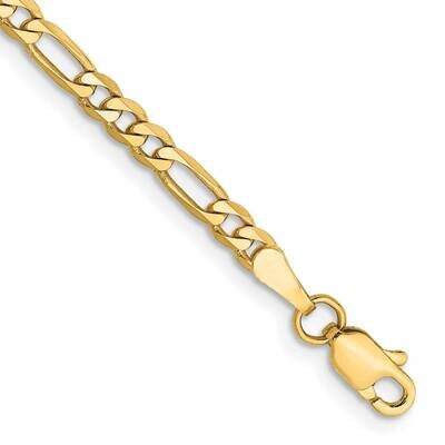 6 Inch 3mm Flat Figaro with Lobster Clasp Bracelet 14k Gold FFL080-6, MPN: FFL080-6, 883957166285