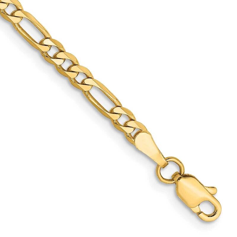 6 Inch 3mm Flat Figaro with Lobster Clasp Bracelet 14k Gold FFL0806