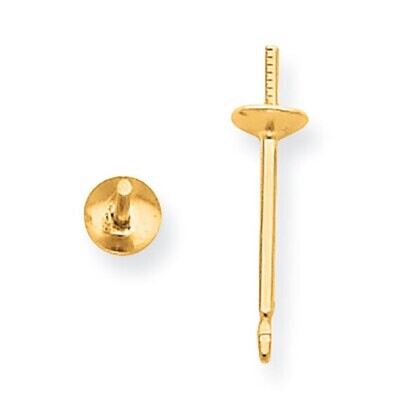 3.5mm Pearl Cup Earring Post Mounting 14k Yellow Gold YG2654, MPN: YG2654,