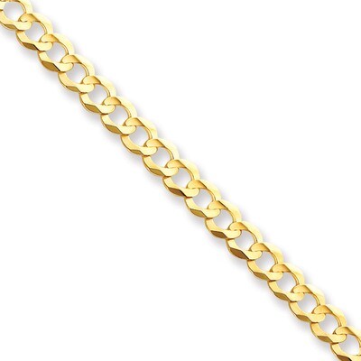7 Inch 7.2mm Solid Polished Light Flat Cuban Chain 14k Gold LCB180-7, MPN: LCB180-7, 191101979231