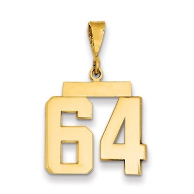 Number 64 Charm 14k Gold Medium Polished MP64, MPN: MP64, 883957135588