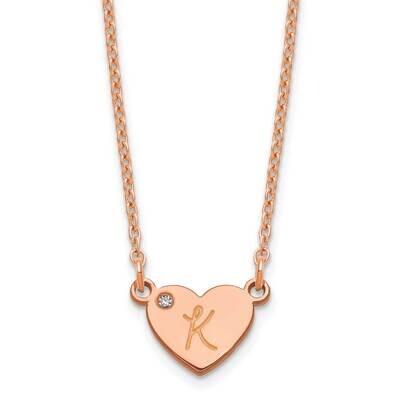 Initial Heart with Diamond Necklace Sterling Silver Rose-plated XNA1376RP, MPN: XNA1376RP,