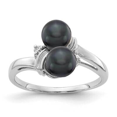 5.5mm Black Fw Cultured Pearl Aa Diamond Ring 14k White Gold Y4371BP/AA, MPN: Y4371BP_AA, 883957088…