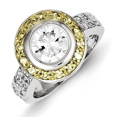 Vermeil Diamond Ring Sterling Silver QR2048, MPN: QR2048, 886774117812