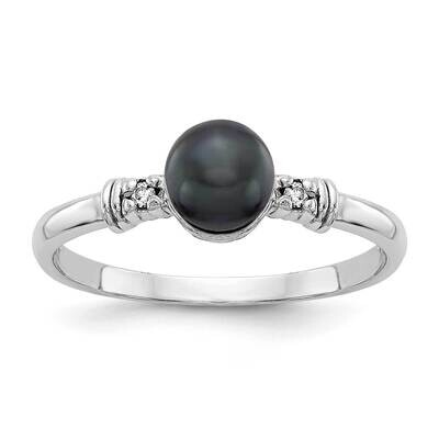 5mm Black Fw Cultured Pearl Aa Diamond Ring 14k White Gold Y1860BP/AA, MPN: Y1860BP_AA, 883957218489