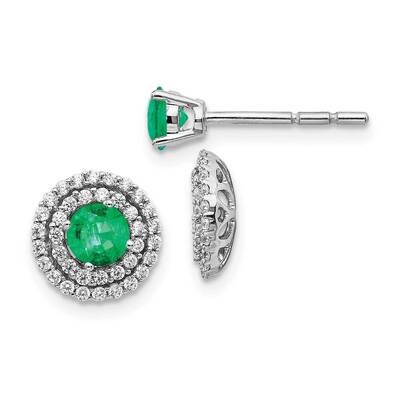 Emerald Earrings 14k White Gold Diamond EM4021-EM-037-WA, MPN: EM4021-EM-037-WA, 191101836954