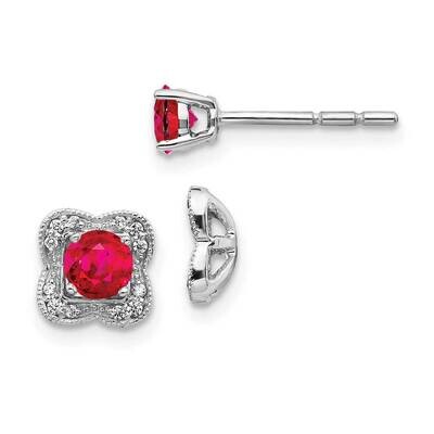 Ruby Earrings 14k White Gold Diamond EM4023-RU-008-WA, MPN: EM4023-RU-008-WA, 191101837029