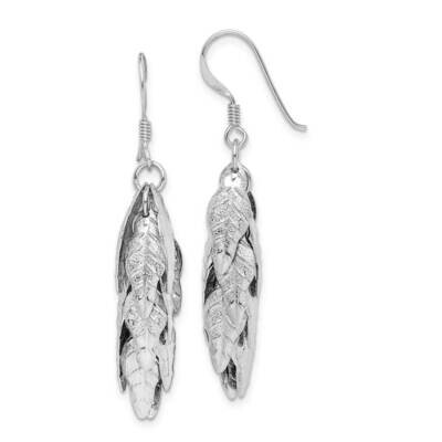 Brushed Leaves Dangle Earrings Sterling Silver Rhodium-plated QE15102, MPN: QE15102, 886774080765