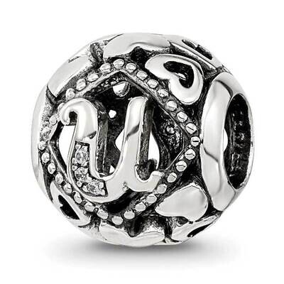 CZ Letter U Bead Sterling Silver QRS4114, MPN: QRS4114,