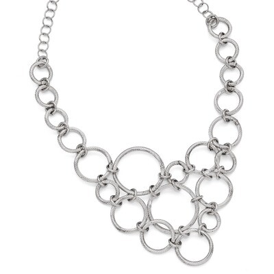 Leslie&#39;s Polished &amp; Diamond-cut Fancy Link Necklace - Sterling Silver HB-QLF370-18.5, MPN: QLF370-1…