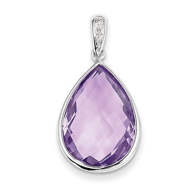 Pink Amethyst Pendant Sterling Silver Rhodium-plated Diamond QP3168PQ, MPN: QP3168PQ, 883957462219