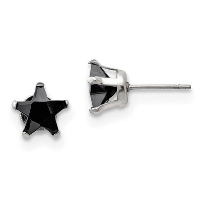 8mm Black Star Diamond CZ Stud Post Earrings Stainless Steel Polished SRE1127 by Chisel, MPN: SRE11…