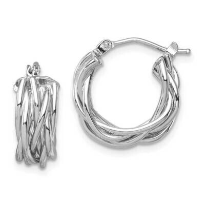 Braided Hoop Earrings 14k White Gold Polished TF1477, MPN: TF1477, 191101982774