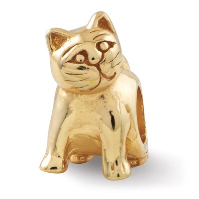 Gold-plated Cat Bead - Sterling Silver QRS271GP, MPN: QRS271GP, 886774991993
