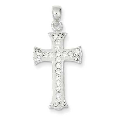 Sterling Silver Stellux Crystal and White Cross Pendant QP2487