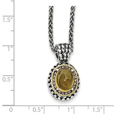 Citrine Necklace Sterling Silver &amp; 14k Gold Antiqued QTC1034, MPN: QTC1034, 883957021959