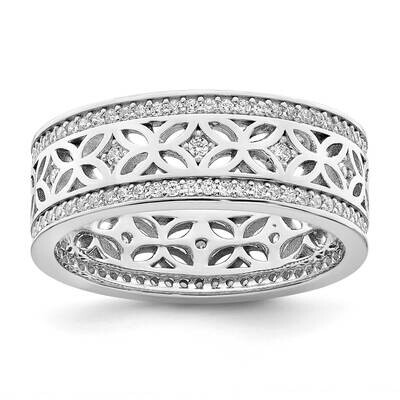 CZ Diamond Band Sterling Silver Rhodium-Plated QR7254-6, MPN: QR7254-6,