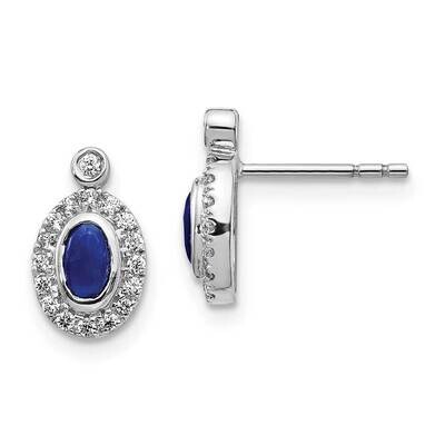 Cabochon Sapphire Earrings 14k White Gold Diamond EM4036-SA-020-WA, MPN: EM4036-SA-020-WA, 19110183…