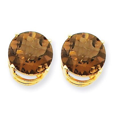 10mm Round Smokey Quartz Earrings 14k Gold XE77CQ, MPN: XE77CQ, 883957099712