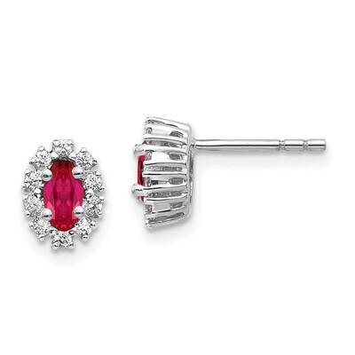 SI1/SI2 G H I &amp; Cr. Ruby Earrings 14k White Gold Lab Grown Diamond EM5591-RU-020-WLG, MPN: EM5591-R…