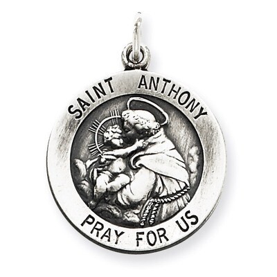 Saint Anthony Medal Antiqued Sterling Silver QC461, MPN: QC461, 191101182211