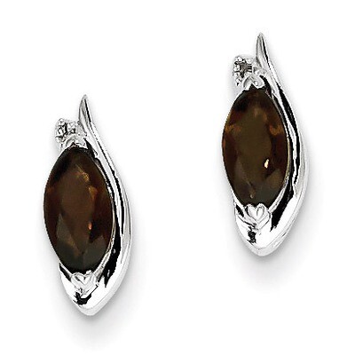 Smoky Quartz Earrings Diamond Sterling Silver QE10175SQ, MPN: QE10175SQ, 883957356594