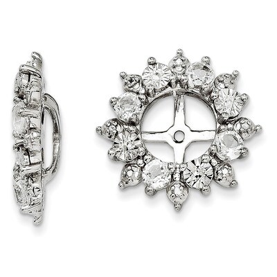 White Topaz Earring Jacket Sterling Silver Rhodium QJ120APR, MPN: QJ120APR, 191101384066
