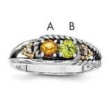 Two-Stone and Diamond Mother&#39;s Ring Sterling Silver &amp; 14k Gold QMR25/2SY-5, MPN: QMR25_2--6,