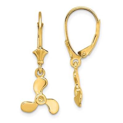 Mini Three Blade Propeller Leverback Earrings Hp 14k Gold 3-D TF1835, MPN: TF1835, 637218177479