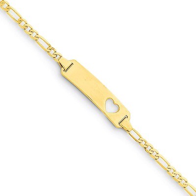 Plate with Stamped-Out Heart Baby Child ID Bracelet 14k Gold Engravable BID25-6, MPN: BID25-6, 8839…