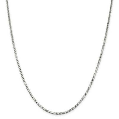 2.5mm Flat Rope Chain 26 Inch Sterling Silver QFC203-26, MPN: QFC203-26,