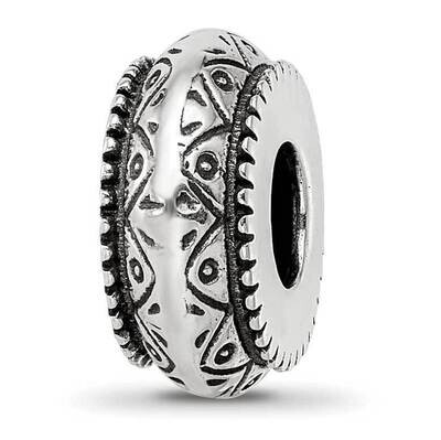 Antiqued Aztec Pattern Bead Sterling Silver QRS4059, MPN: QRS4059,