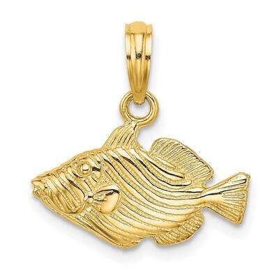 Engraved Striped Fish Charm 14k Gold 2-D K7703, MPN: K7703, 637218012718