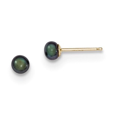 3-4mm Black Button Cultured Pearl Stud Earrings 14k Gold X30BB, MPN: X30BB, 191101432972