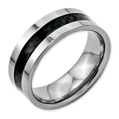 Black Carbon Fiber Flat 8mm Polished Band - Stainless Steel SR123 by Chisel, MPN: SR123, 8867744239…