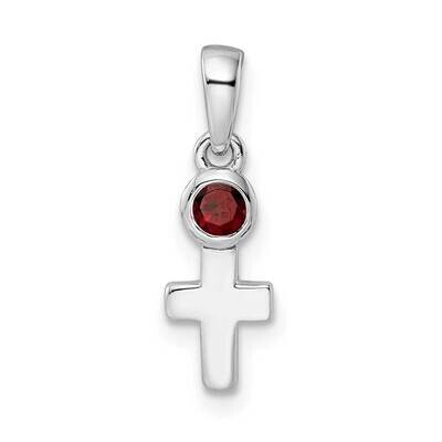 Garnet Cross Pendant Sterling Silver Rhodium-Plated Polished QBPD33JAN, MPN: QBPD33JAN,