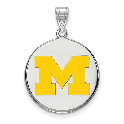 Michigan University of Large Yellow Enamel Disc Pendant Sterling Silver SS039UM, MPN: SS039UM, 8867…