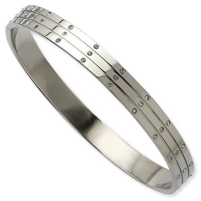 Polished with Synthetic Diamonds Bangle - Stainless Steel SRB588 by Chisel, MPN: SRB588, 8867740361…