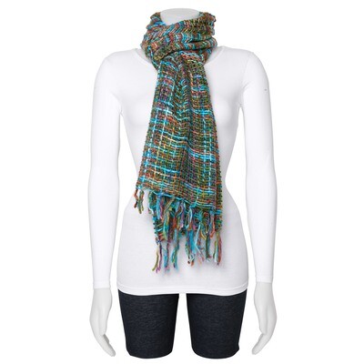 Blue Green Multicolor Woolly Viscose Scarf GM13108, MPN: GM13108, 191101416514