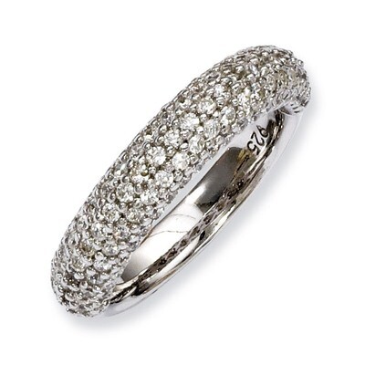 113 Stone Diamond Ring Sterling Silver Pave Rhodium-plated QR3405-7, MPN: QR3405-7, 886774299648