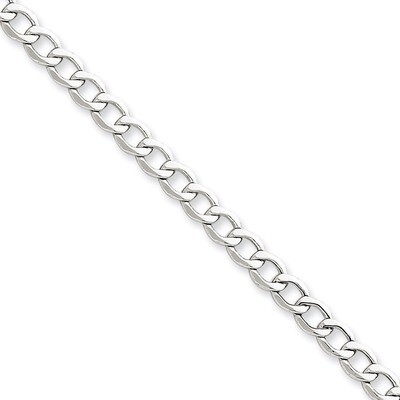 5.25mm Semi-Solid Curb Link Chain 7 Inch 14k White Gold BC105-7, MPN: BC105-7, 886774151113