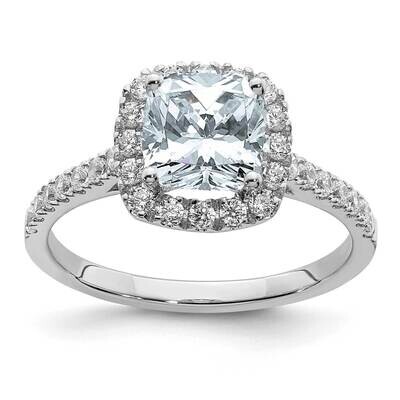 1 3/4ct. D E F Pure Light Cushion Halo Moissanite Engagement Ring 14k White Gold RM6801-190-WMP, MP…