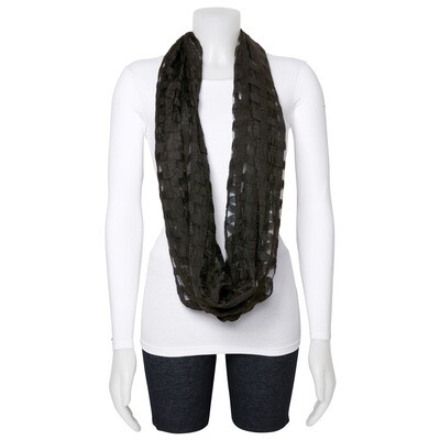 Black Sheer Windowpane Design Circular Viscose Scarf GM13115, MPN: GM13115, 191101416118