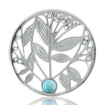 Nikki Lissoni Blue Turquoise Tree Gold Plated 33mm Coin C1024SM, MPN: C1024SM, 8718627460740